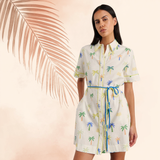 Palm Linen Shift Dress