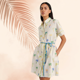 Palm Linen Shift Dress