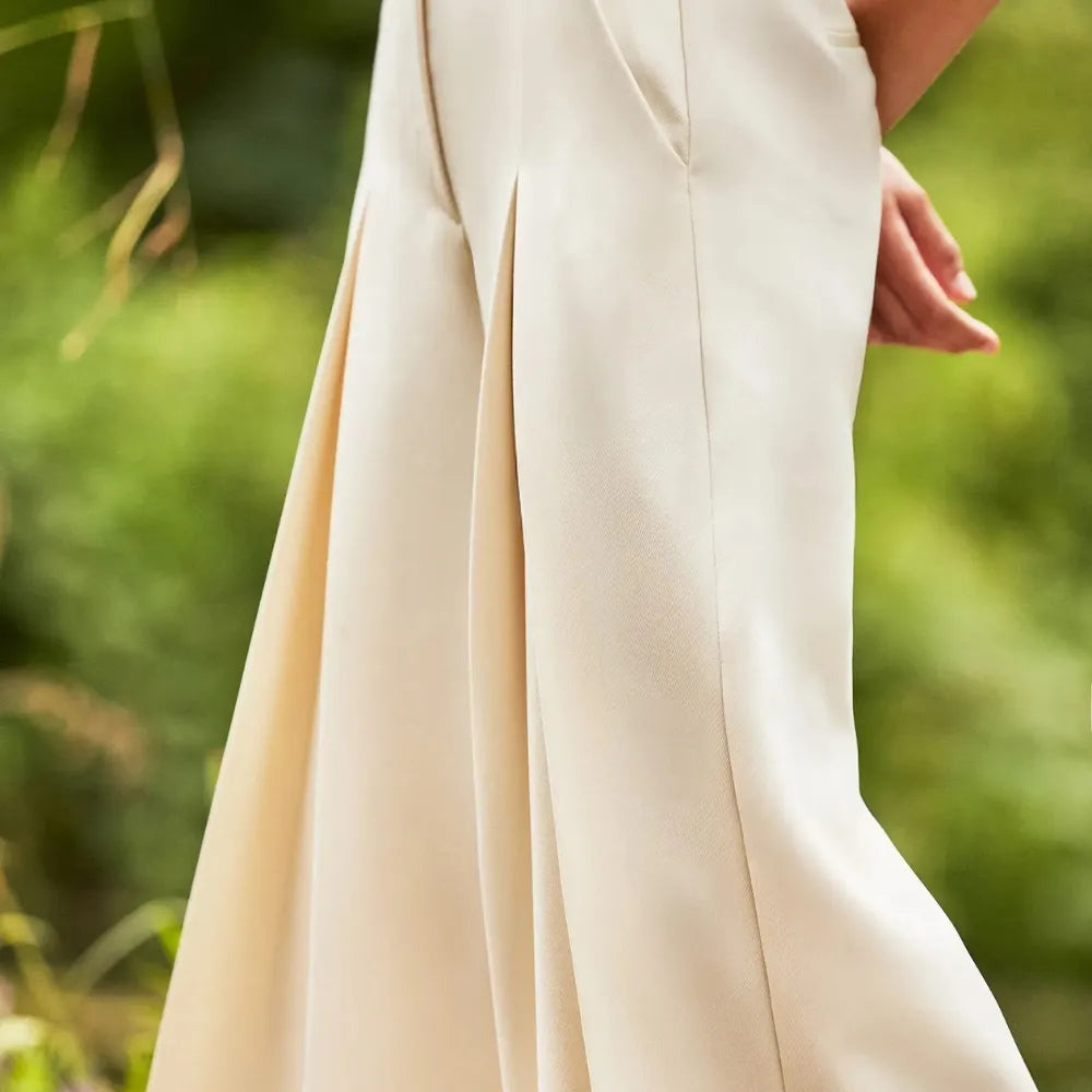 Wide-Leg Cream Trouser