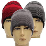 Men Outdoor Ski Moutaineering Stripe Climbing Cap Crochet Knitting Plush Inner Slouch Beanie Hat