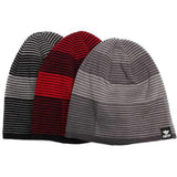 Men Outdoor Ski Moutaineering Stripe Climbing Cap Crochet Knitting Plush Inner Slouch Beanie Hat