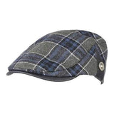 Men Male Wool Blend Newsboy Beret Cap Grid Blank Thick Flat Cowboy Cabbie Hat