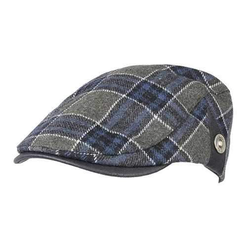 Men Male Wool Blend Newsboy Beret Cap Grid Blank Thick Flat Cowboy Cabbie Hat
