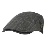 Men Male Wool Blend Newsboy Beret Cap Grid Blank Thick Flat Cowboy Cabbie Hat