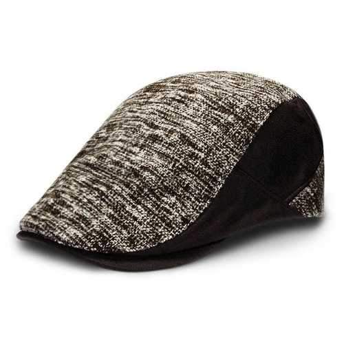 Men Male Knit Beret Newsboy Leather Eaves Gorras Planas Cabbie Ivy Cap