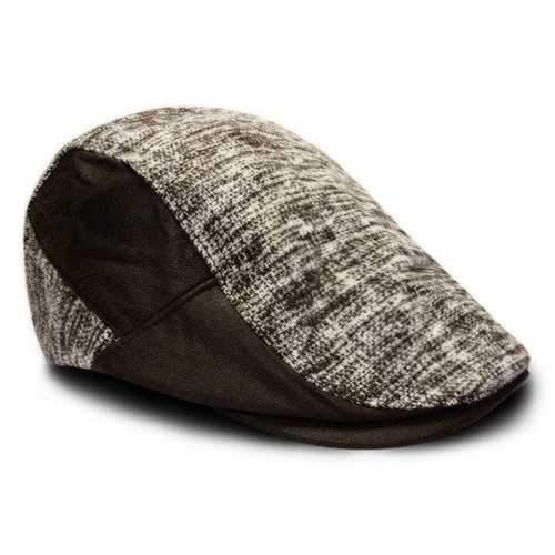 Men Male Knit Beret Newsboy Leather Eaves Gorras Planas Cabbie Ivy Cap