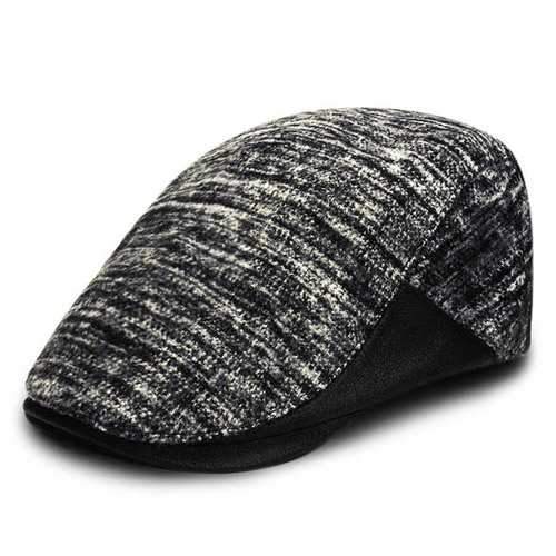 Men Male Knit Beret Newsboy Leather Eaves Gorras Planas Cabbie Ivy Cap