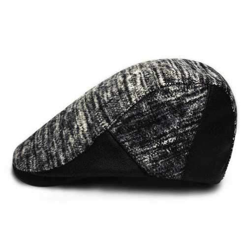 Men Male Knit Beret Newsboy Leather Eaves Gorras Planas Cabbie Ivy Cap