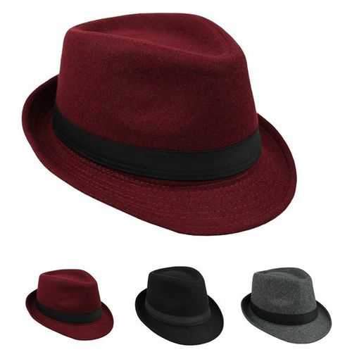 Unisex  Jazz Cap Vintage Woolen Bucket Trilby Brim Fedora Panama Hat