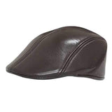 Unisex Men Women Artificial Leather Newsboy Beret Hat Duckbill Cowboy Golf Flat Cabbie Cap