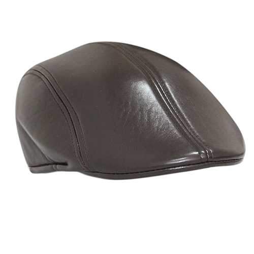 Unisex Men Women Artificial Leather Newsboy Beret Hat Duckbill Cowboy Golf Flat Cabbie Cap