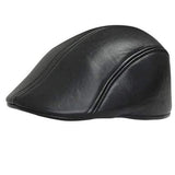 Unisex Men Women Artificial Leather Newsboy Beret Hat Duckbill Cowboy Golf Flat Cabbie Cap