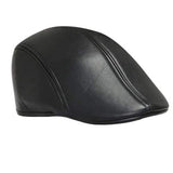 Unisex Men Women Artificial Leather Newsboy Beret Hat Duckbill Cowboy Golf Flat Cabbie Cap