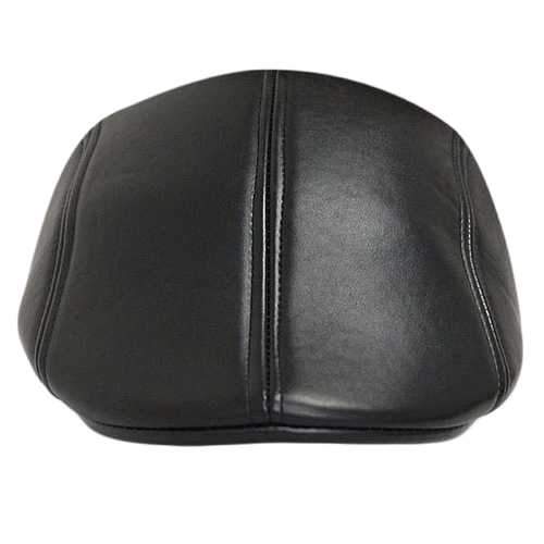 Unisex Men Women Artificial Leather Newsboy Beret Hat Duckbill Cowboy Golf Flat Cabbie Cap
