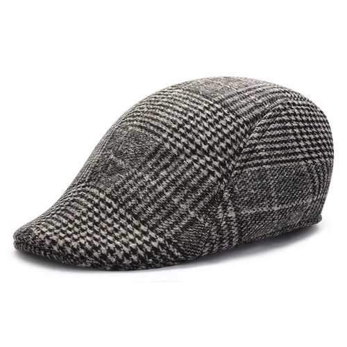 Unisex Men Women Cotton Blend Gird Stripe Newsboy Beret Hat Duckbill Cowboy Golf Flat Cabbie Cap