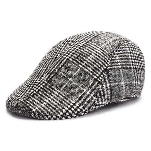 Unisex Men Women Cotton Blend Gird Stripe Newsboy Beret Hat Duckbill Cowboy Golf Flat Cabbie Cap
