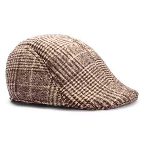 Unisex Men Women Cotton Blend Gird Stripe Newsboy Beret Hat Duckbill Cowboy Golf Flat Cabbie Cap
