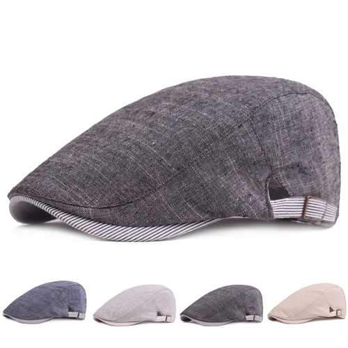Men Cotton Beret Hat Buckle Adjustable Paper Boy Newsboy Cabbie Golf Gentleman Cap