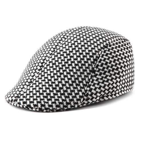 Unisex Men Women Swallow Grid Woolen Beret Cap Newsboy Flat Cowboy  Cabbie Hat
