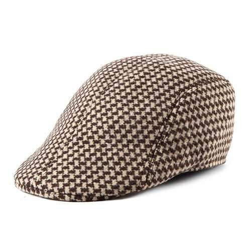 Unisex Men Women Swallow Grid Woolen Beret Cap Newsboy Flat Cowboy  Cabbie Hat