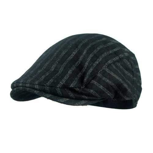 Men Herringbone Tweed Gatsby Newsboy Cap Cotton Ivy Golf Hunting Driving Flat Cabbie Hat