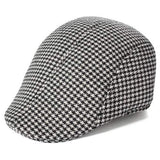 Unisex Men Women Cotton Blend Swallow Grid  Beret Cap Paper Boy Flat Cowboy Cabbie Hat