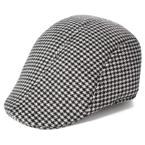Unisex Men Women Cotton Blend Swallow Grid  Beret Cap Paper Boy Flat Cowboy Cabbie Hat