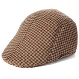 Unisex Men Women Cotton Blend Swallow Grid  Beret Cap Paper Boy Flat Cowboy Cabbie Hat