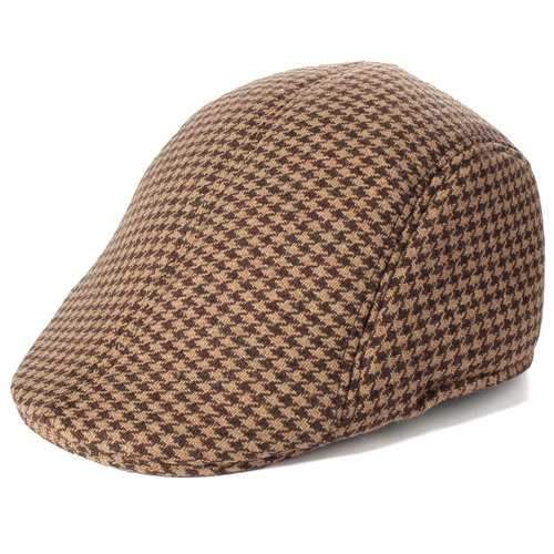 Unisex Men Women Cotton Blend Swallow Grid  Beret Cap Paper Boy Flat Cowboy Cabbie Hat