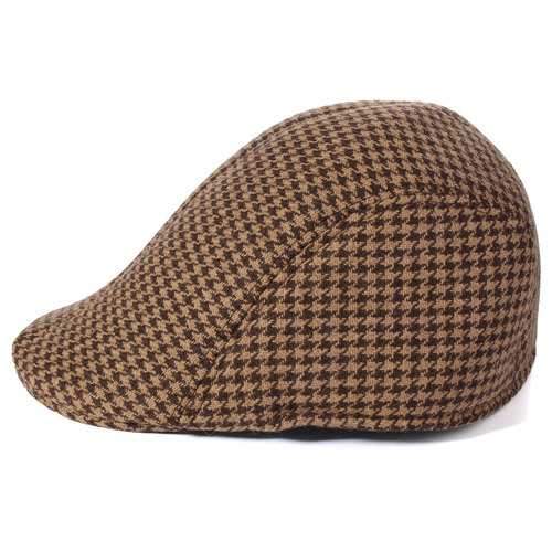 Unisex Men Women Cotton Blend Swallow Grid  Beret Cap Paper Boy Flat Cowboy Cabbie Hat