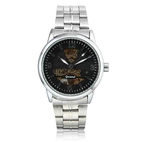 Gucamel GT01 Skeleton Stainless Steel Band Mechanical Men Watch