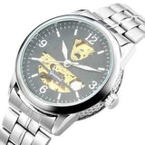 Gucamel GT01 Skeleton Stainless Steel Band Mechanical Men Watch