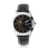 Gucamel CT02 Skeleton PU Leather Band Mechanical Men Watch