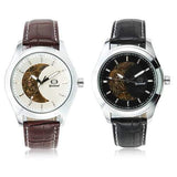 Gucamel CT02 Skeleton PU Leather Band Mechanical Men Watch