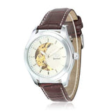 Gucamel CT02 Skeleton PU Leather Band Mechanical Men Watch