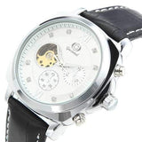 Gucamel GT04 Crystal PU Leather Band Mechanical Men Watch