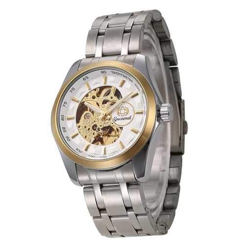 Gucamel GT06 Skeleton Stainless Steel Band Mechanical Men Watch