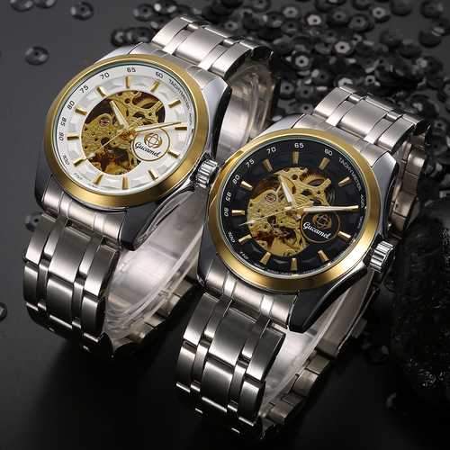 Gucamel GT06 Skeleton Stainless Steel Band Mechanical Men Watch