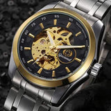 Gucamel GT06 Skeleton Stainless Steel Band Mechanical Men Watch