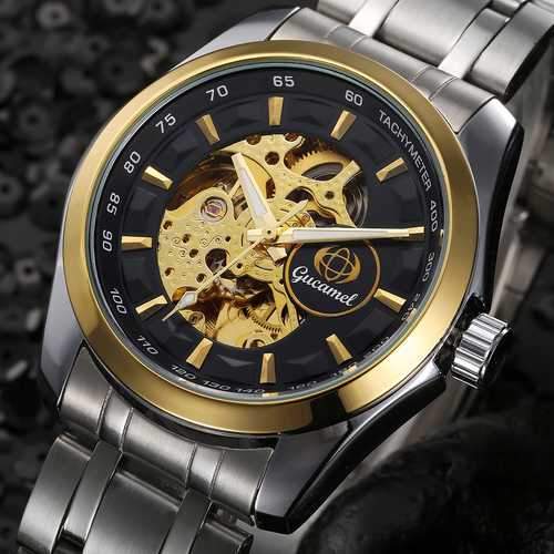 Gucamel GT06 Skeleton Stainless Steel Band Mechanical Men Watch