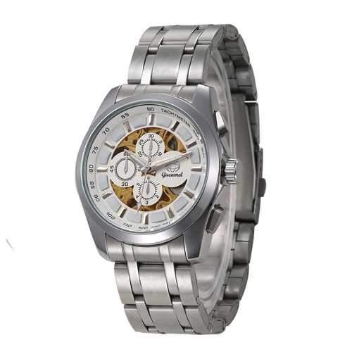 Gucamel GT07 Skeleton Stainless Steel Band Mechanical Men Watch