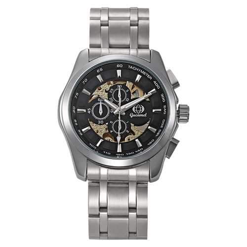 Gucamel GT07 Skeleton Stainless Steel Band Mechanical Men Watch