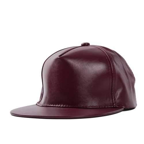 Unisex Women Men Artificial Leather PU Baseball Cap Adjustable Flat Snapback Hip-hop Hat