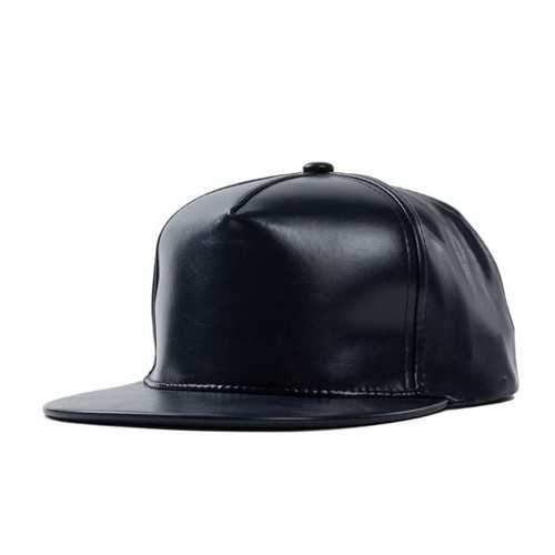 Unisex Women Men Artificial Leather PU Baseball Cap Adjustable Flat Snapback Hip-hop Hat