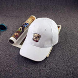 Unisex Women Men Cartoon Bulldog Embroidery Pattern Baseball Cap Adjustable Flat Snapback Hat