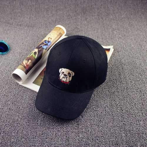 Unisex Women Men Cartoon Bulldog Embroidery Pattern Baseball Cap Adjustable Flat Snapback Hat