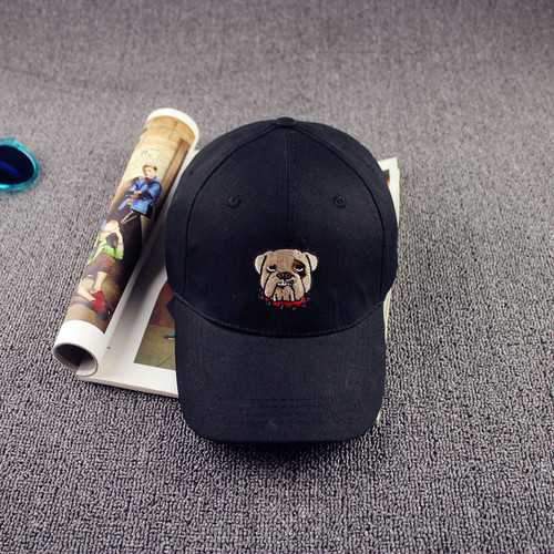 Unisex Women Men Cartoon Bulldog Embroidery Pattern Baseball Cap Adjustable Flat Snapback Hat
