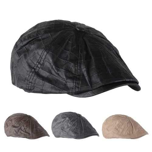 Men Cotton Octagonal Cap Outdoor Casual Plaid Newsboy Beret Painter Cap