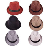 Unisex Men Women Straw Floppy Belt Fedora Hat Derby Beach Trilby Panama Hat