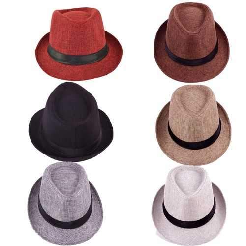Unisex Men Women Straw Floppy Belt Fedora Hat Derby Beach Trilby Panama Hat